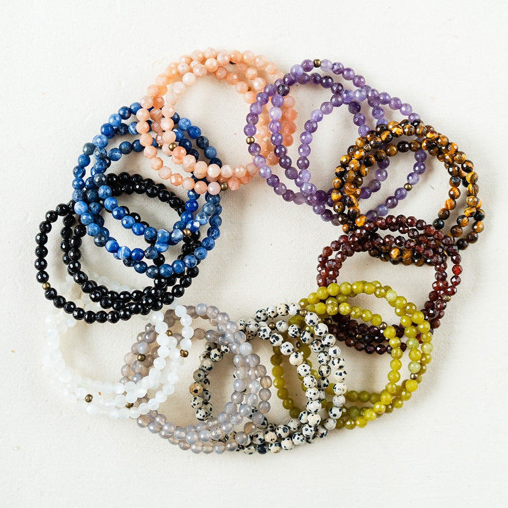 Faceted Gemstone Bracelet Beaded Bangles Bella Vita Jewelry   