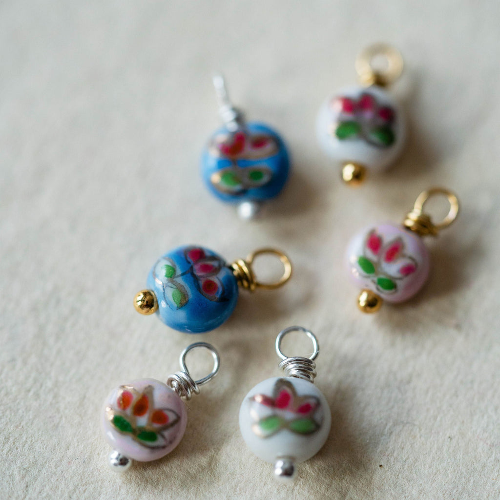 Tiny Ceramic Lotus Charm Charms Bella Vita Jewelry   