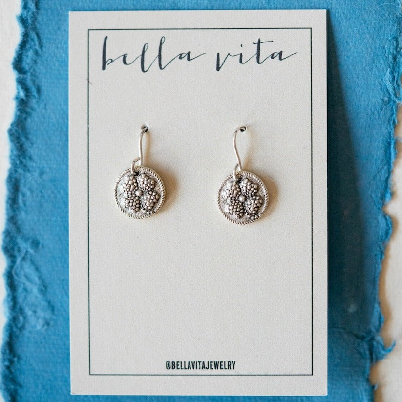 Tiny Token Clover Earring Dangle Earrings Bella Vita Jewelry   