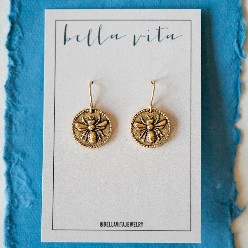 Bitty Buttons Bee Earring Dangle Earrings Bella Vita Jewelry   