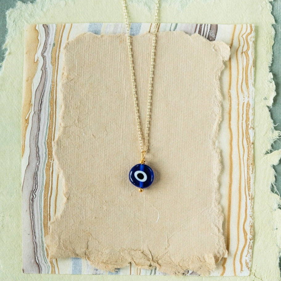 Evil Eye Necklace Charm + Pendant Necklaces Bella Vita Jewelry Large Gold Plated 