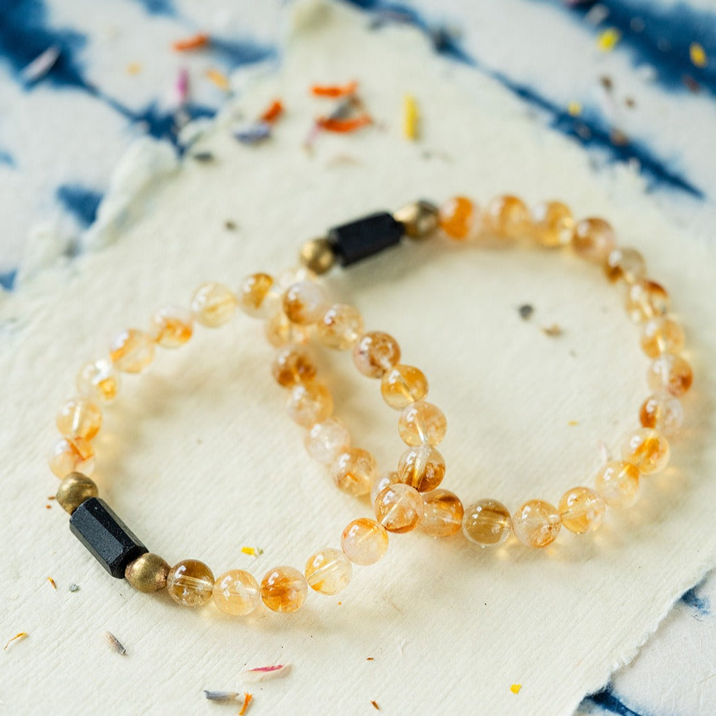 Good Vibes Gemstone Bracelets Beaded Bangles Bella Vita Jewelry Citrine 7" 