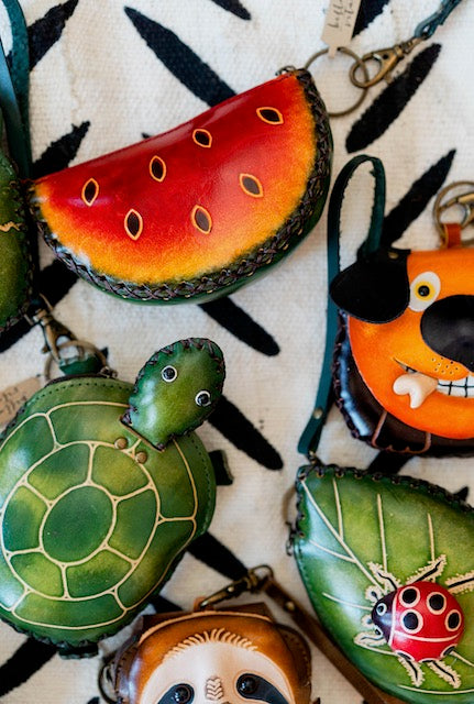 Handmade Leather Coin Wristlet Kids Sunflower Handmade   