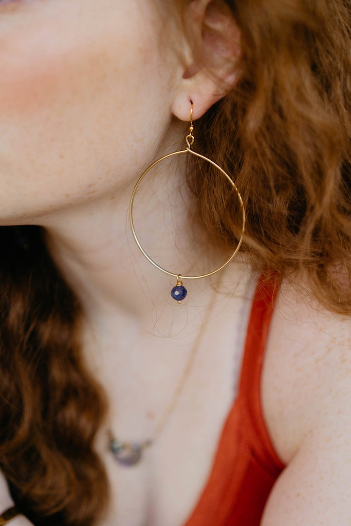 Jupiter Large Hoop with Gemstone Hoop Earrings Bella Vita Jewelry   