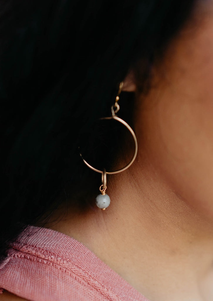 Pluto Small Hoop with Gemstone Hoop Earrings Bella Vita Jewelry   