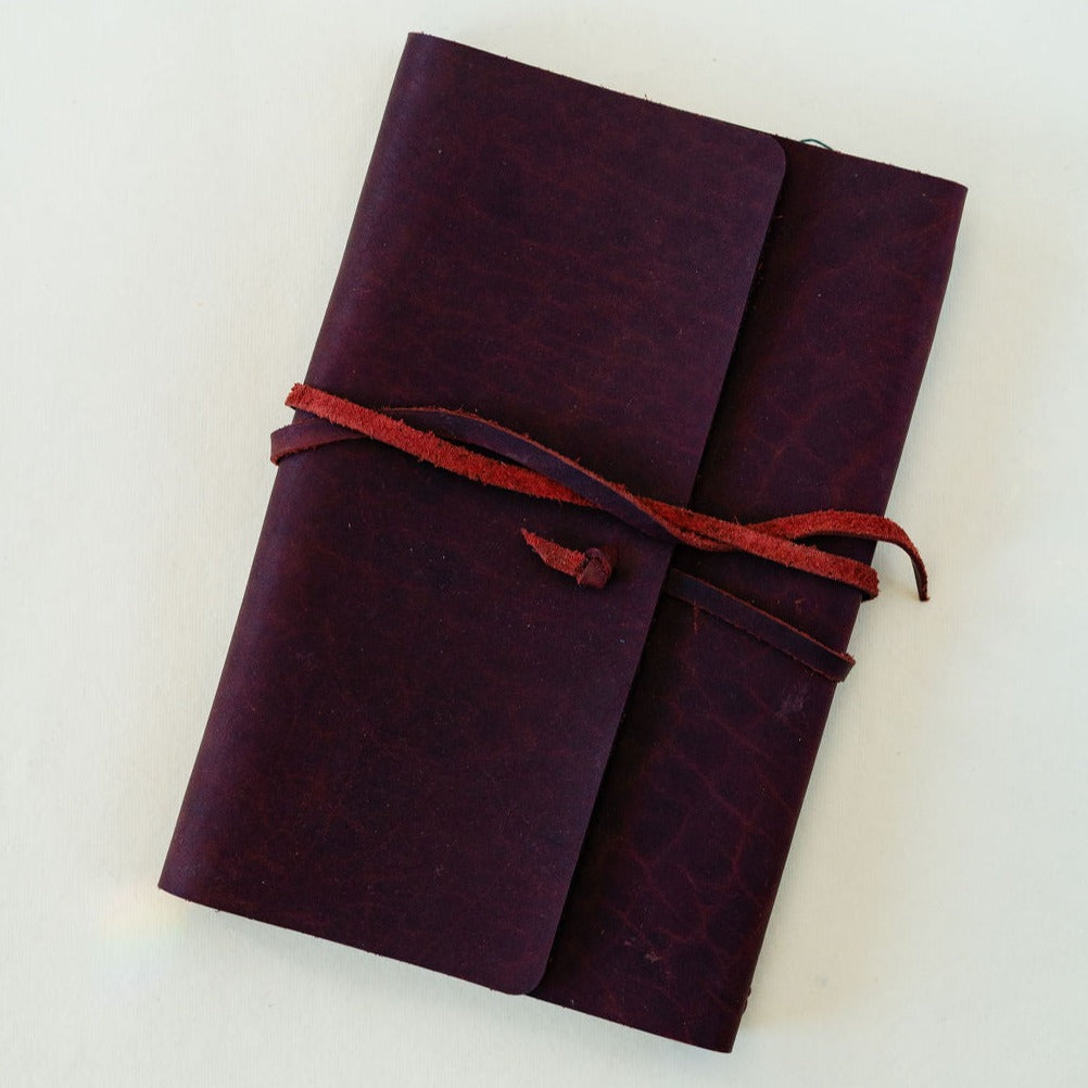 Handmade Leather Fillion Journals Journals Little Mountain Bindery Burgundy  