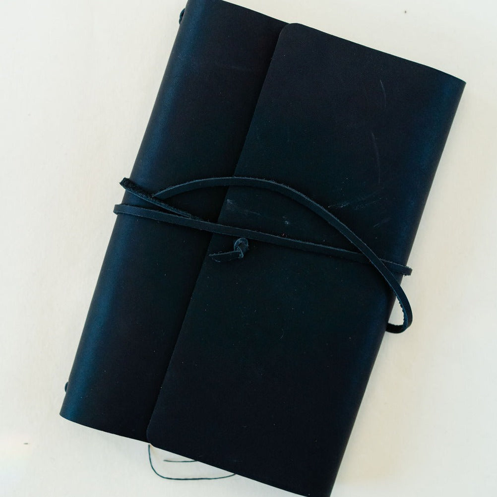 Handmade Leather Fillion Journals Journals Little Mountain Bindery Black  