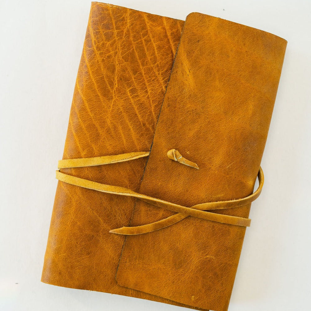 Handmade Leather Fillion Journals Journals Little Mountain Bindery Mustard  