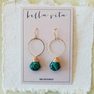 Gemstone "Megan" Hoops Hoop Earrings Bella Vita Jewelry 14K Gold FIll Malachite