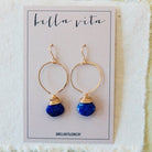 Gemstone "Megan" Hoops Hoop Earrings Bella Vita Jewelry 14K Gold FIll Lapis