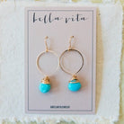 Gemstone "Megan" Hoops Hoop Earrings Bella Vita Jewelry 14K Gold FIll Turquoise