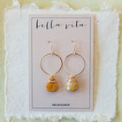 Gemstone "Megan" Hoops Hoop Earrings Bella Vita Jewelry 14K Gold FIll Fossil Coral