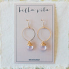 Gemstone "Megan" Hoops Hoop Earrings Bella Vita Jewelry 14K Gold FIll Rose Quartz