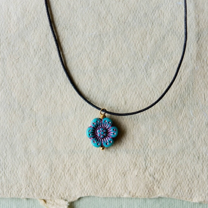 Flower Power Cord Necklace Charm + Pendant Necklaces Bella Vita Jewelry   