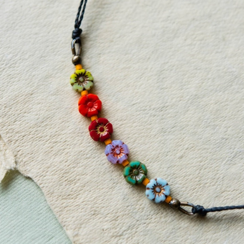 Flower Power Row Necklace Beaded Necklaces Bella Vita Jewelry   