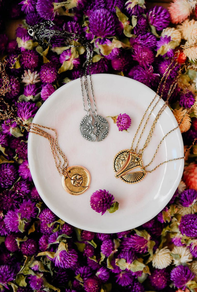 2 Piece Floral Necklace Set Charm + Pendant Necklaces Bella Vita Jewelry   