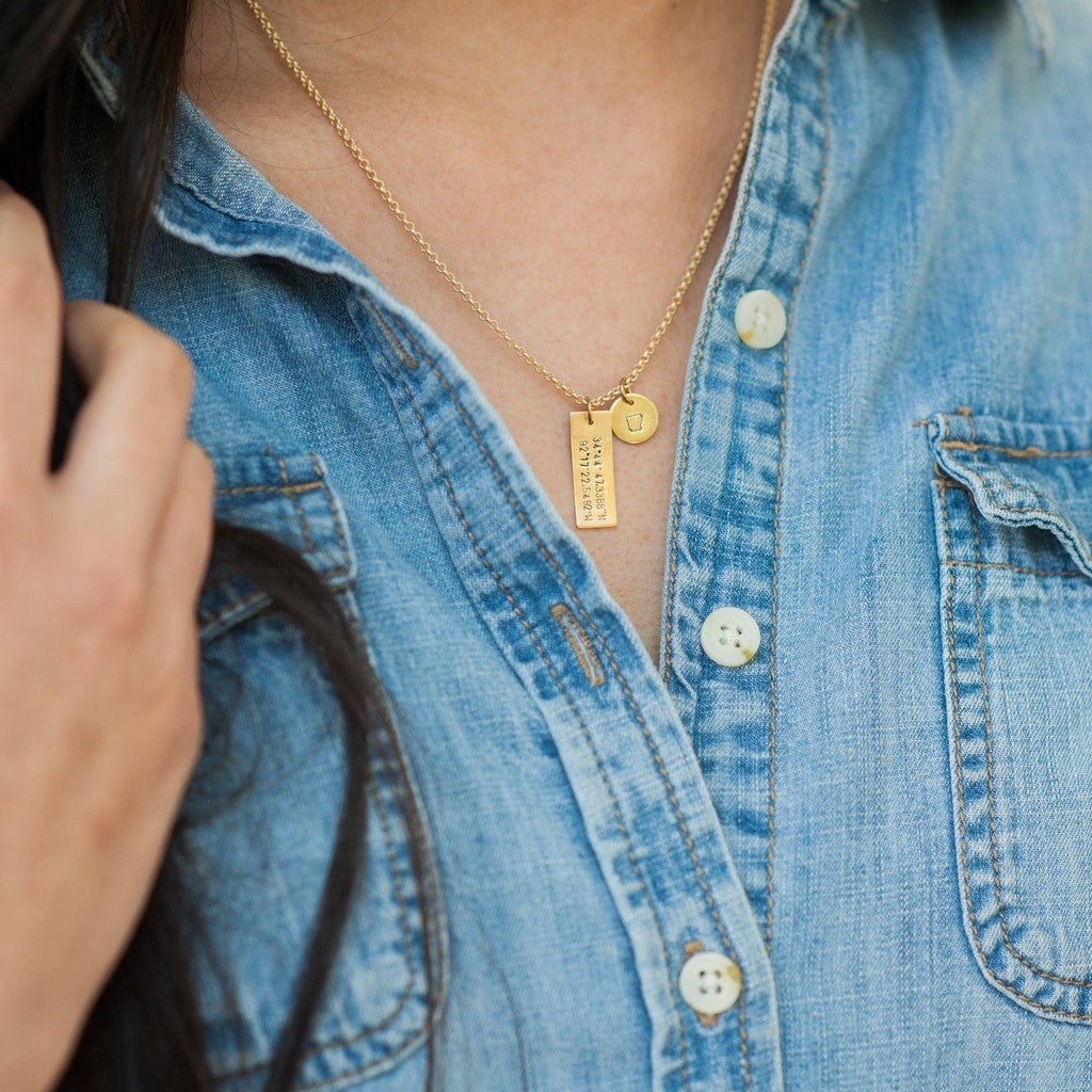 GPS Coordinates Necklace Charm + Pendant Necklaces Bella Vita Jewelry   