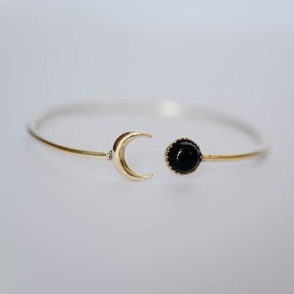 Sun and Moon Bangle Metal Bangles Bella Vita Imports Black Onyx  