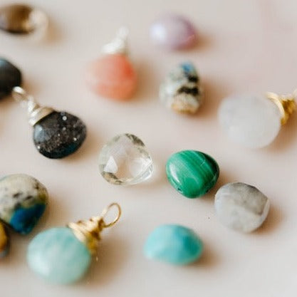 Faceted Gemstone Teardrop Charms Charms Bella Vita Jewelry   