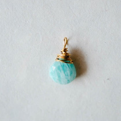 Faceted Gemstone Teardrop Charms Charms Bella Vita Jewelry Amazonite Gold Plated 