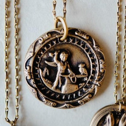 "Cupid Forging the Links of Matrimony" Token Necklace Charm + Pendant Necklaces Bella Vita Jewelry   