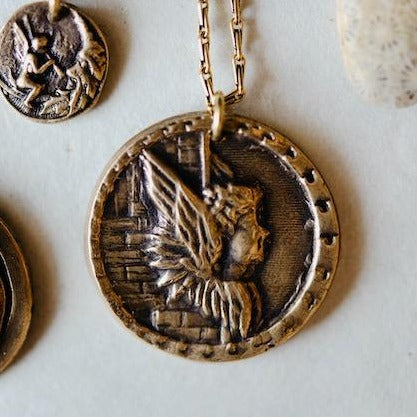 "Angel on the Wall" Token Necklace Charm + Pendant Necklaces Bella Vita Jewelry   