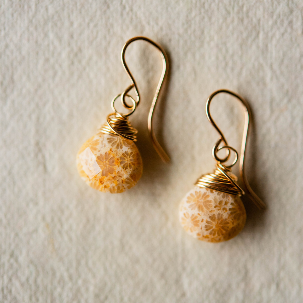 Fossil Coral Earrings Dangle Earrings Bella Vita Jewelry   