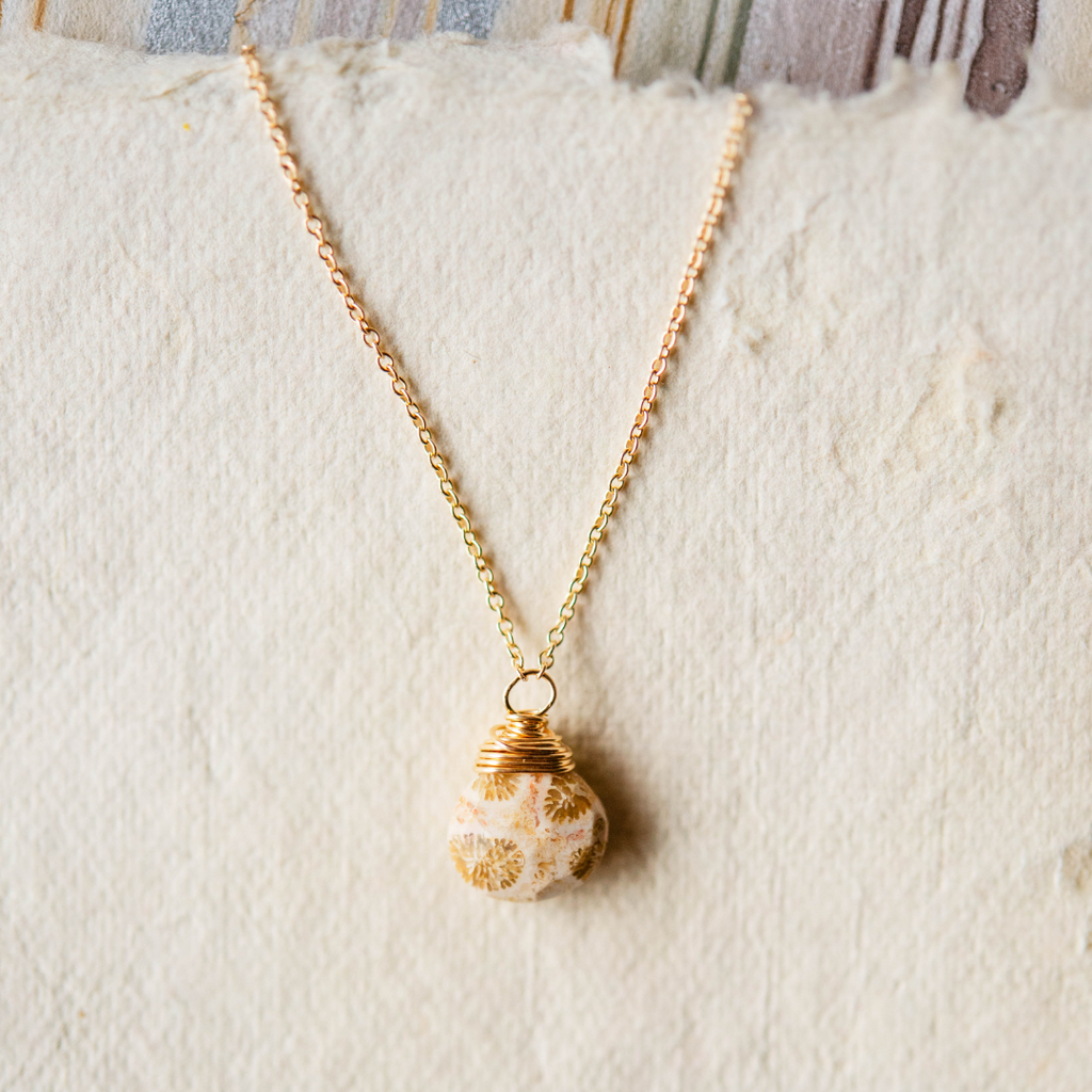 Fossil Coral Necklace Charm + Pendant Necklaces Bella Vita Jewelry   