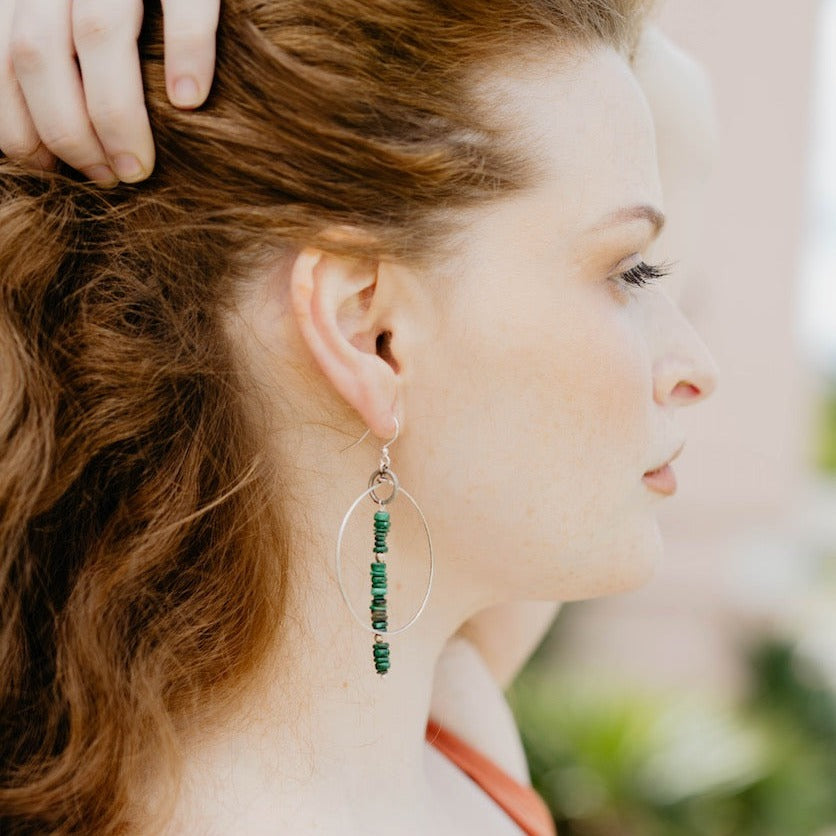 Hera Hoop - Malachite Hoop Earrings Bella Vita Jewelry   