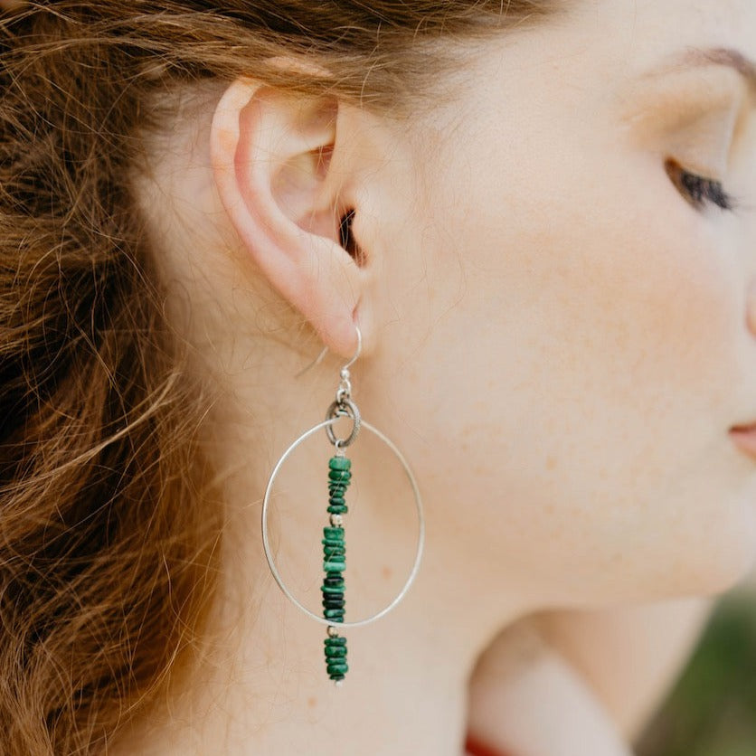 Hera Hoop - Malachite Hoop Earrings Bella Vita Jewelry   