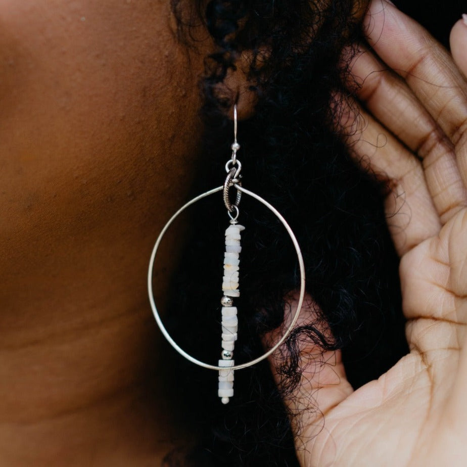 Hera Hoop - Opal Hoop Earrings Bella Vita Jewelry   