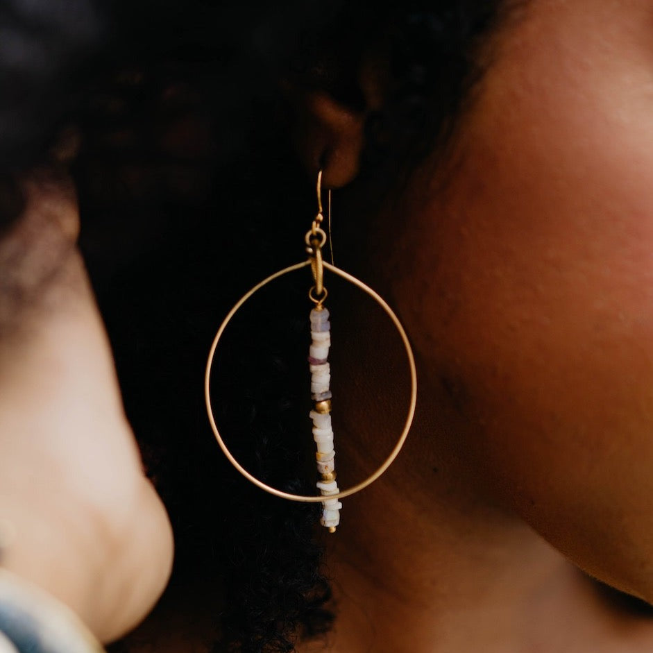 Hera Hoop - Opal Hoop Earrings Bella Vita Jewelry   