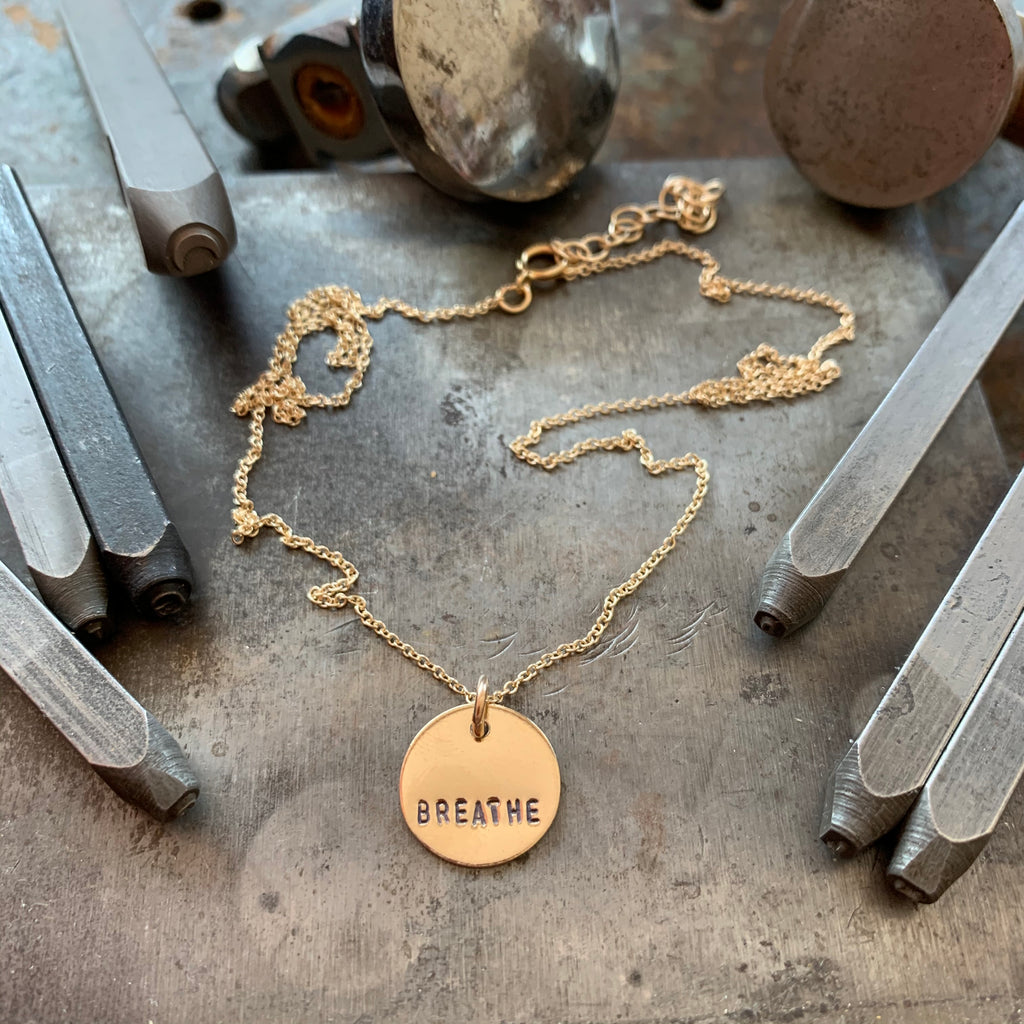 Hand Stamped 14K Gold Fill Charm Necklace Charm + Pendant Necklaces Bella Vita Jewelry   