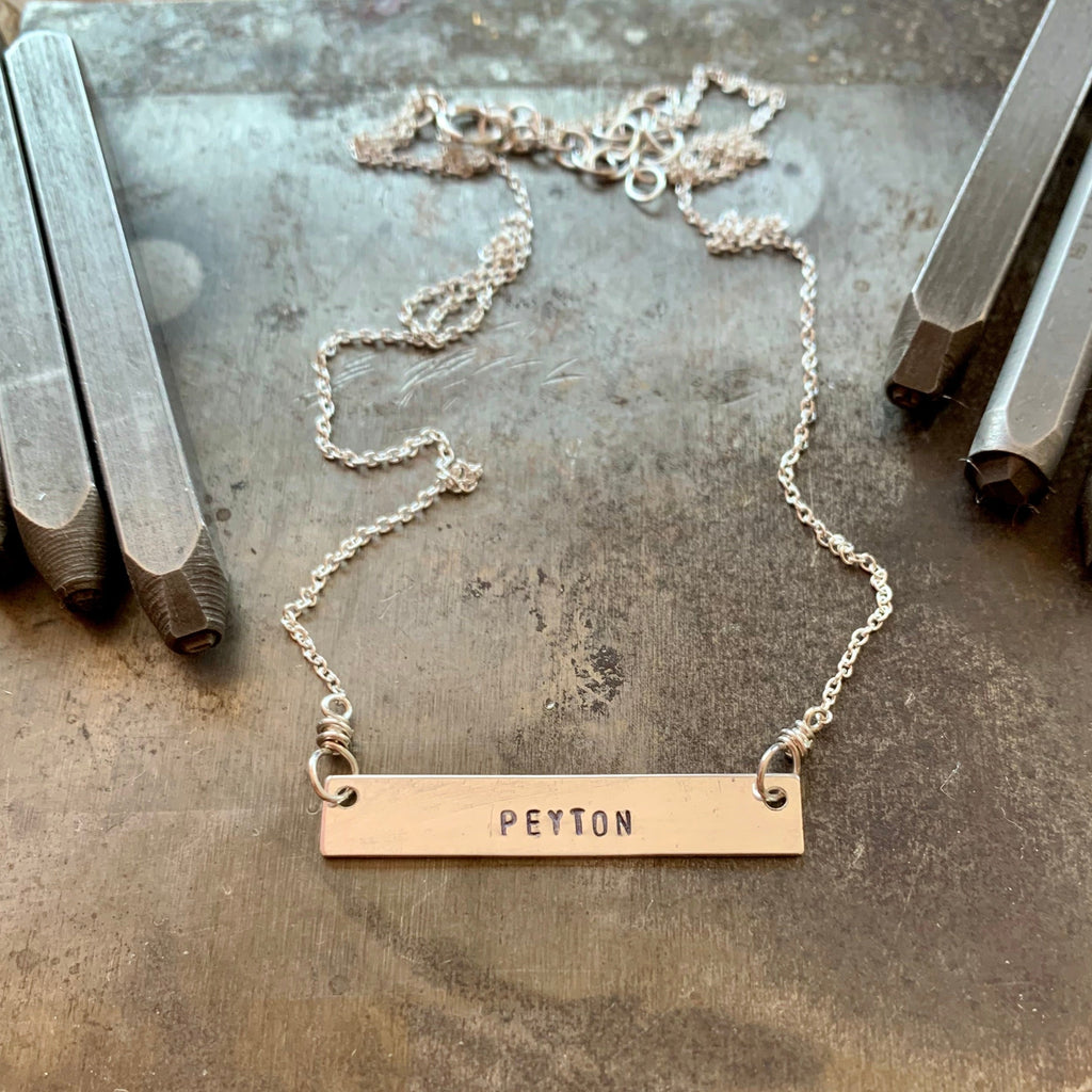 Hand Stamped Bar Necklace Charm + Pendant Necklaces Bella Vita Jewelry   