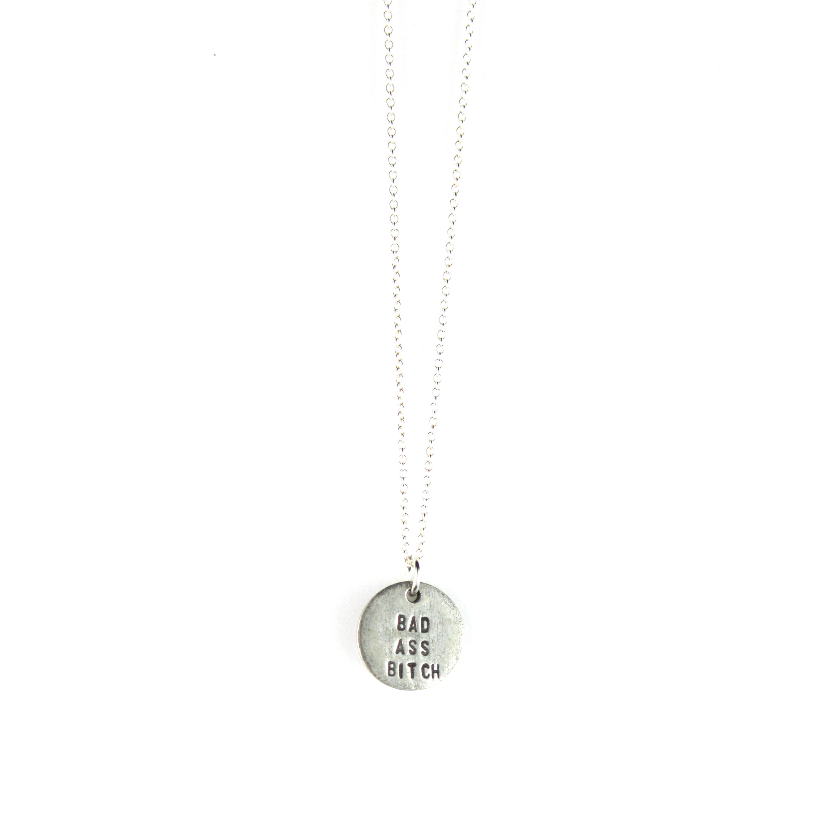 Hand Stamped Silver Charm Necklace Charm + Pendant Necklaces Bella Vita Jewelry   