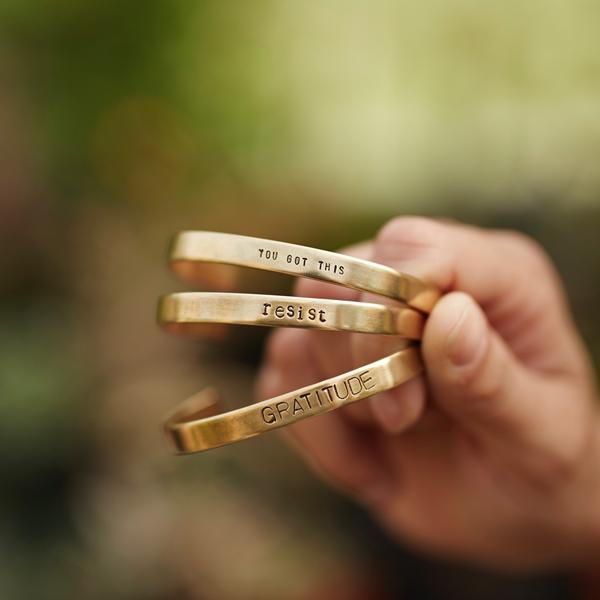 Handstamped Custom Mantra Cuff Cuffs Bella Vita Jewelry   