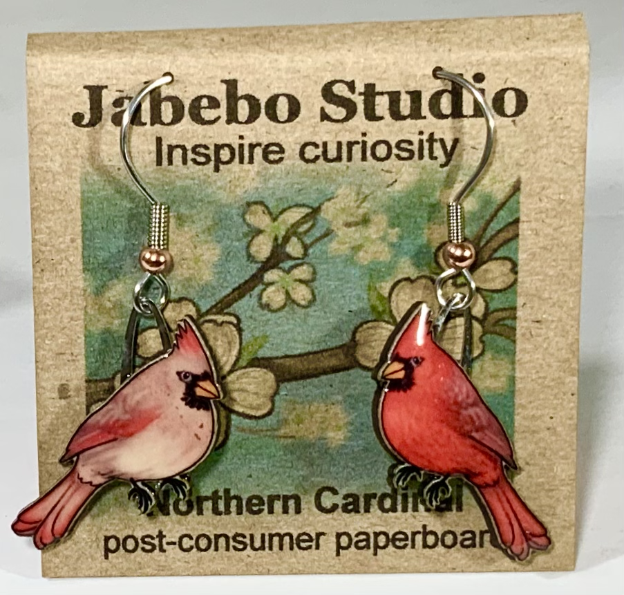 Upcycled Nature Inspired Earrings Dangle Earrings Jabebo Cardinals  