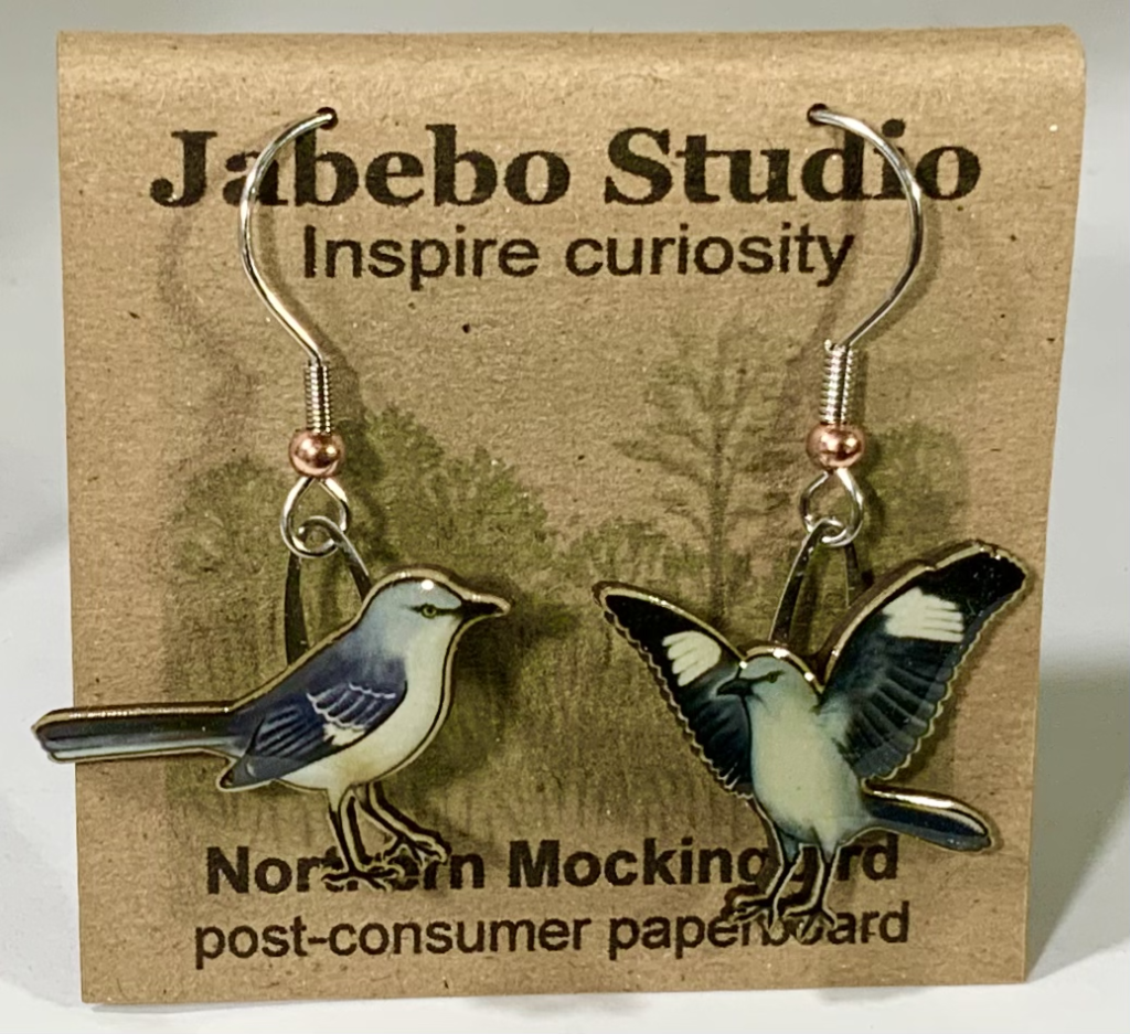 Upcycled Nature Inspired Earrings Dangle Earrings Jabebo Northern Mockingbird  