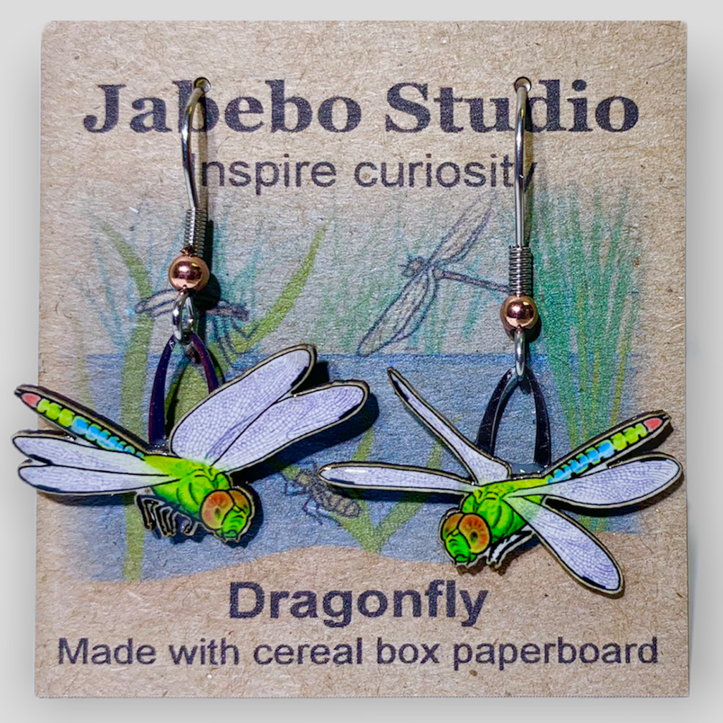 Upcycled Nature Inspired Earrings Dangle Earrings Jabebo Dragonfly  