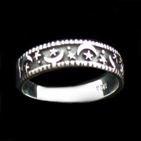 Sterling Silver Moon and Stars Ring Rings Zeppo Merchandisers   