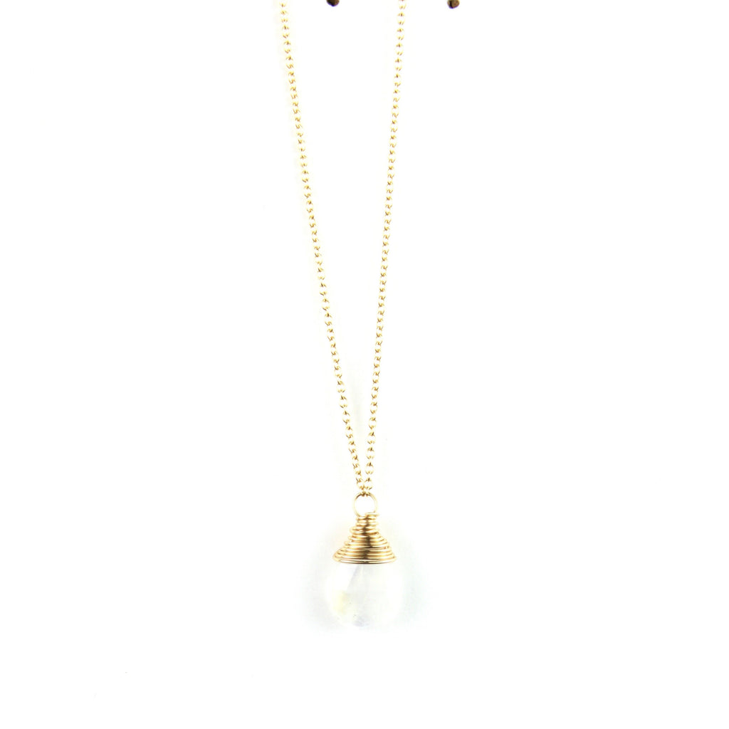 Rainbow Moonstone Necklace Charm + Pendant Necklaces Bella Vita Jewelry   