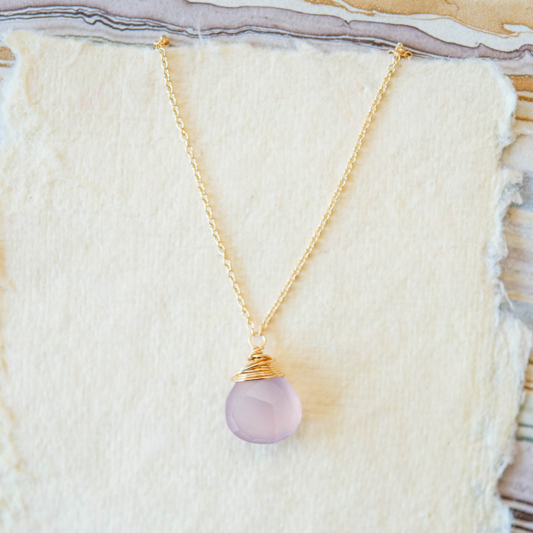 Rose Quartz Necklace Charm + Pendant Necklaces Bella Vita Jewelry   