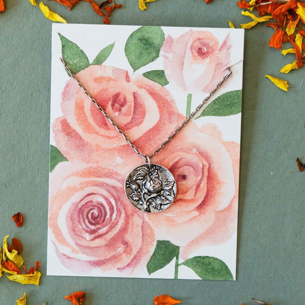 65 Roses Necklace - benefiting the Cystic Fibrosis Foundation Charm + Pendant Necklaces Bella Vita Jewelry Pewter Pendant/Silver Plated Chain  