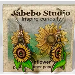 Upcycled Nature Inspired Earrings Dangle Earrings Jabebo Sunflower  