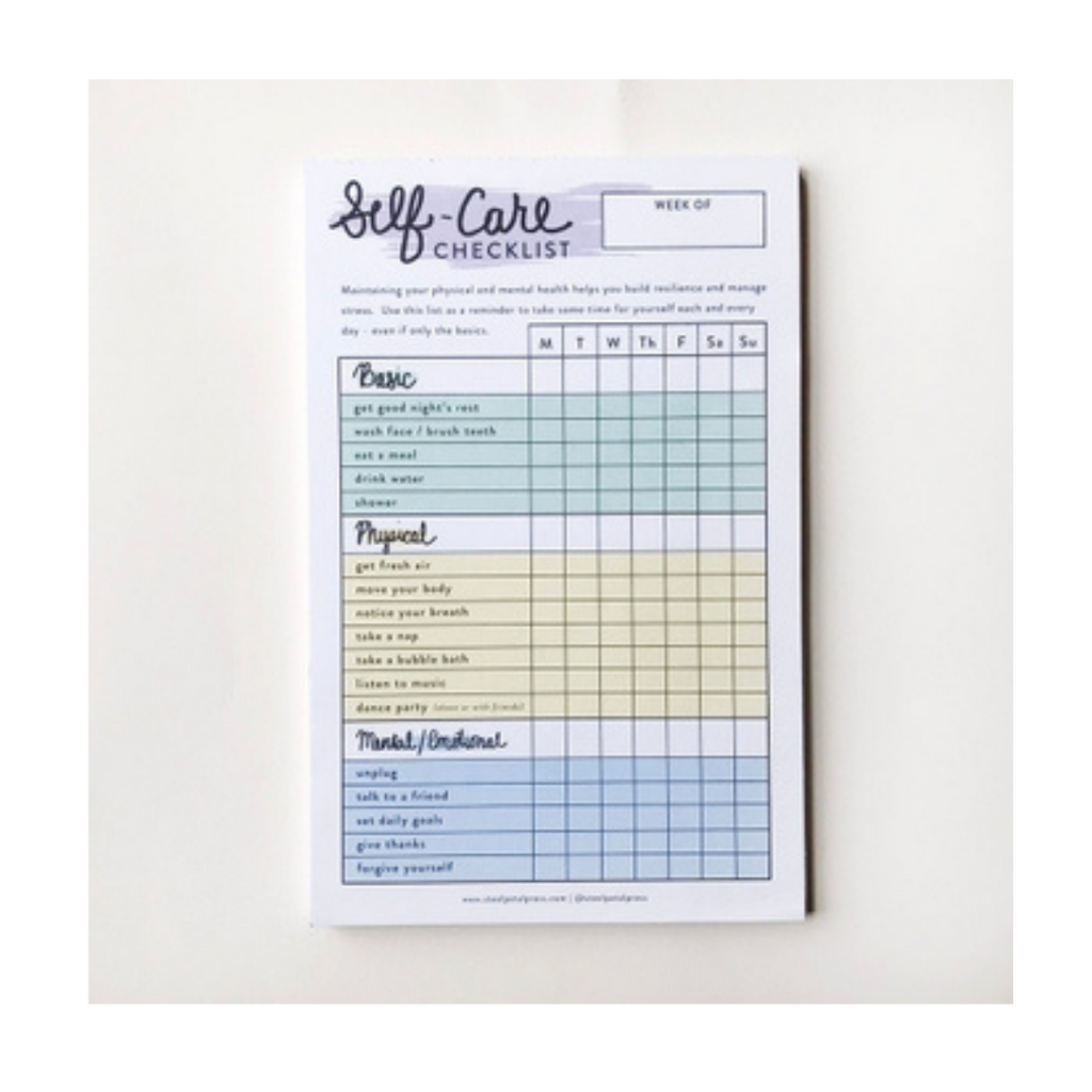 Self Care Checklist Note Pad Journals Steel Petal Press   