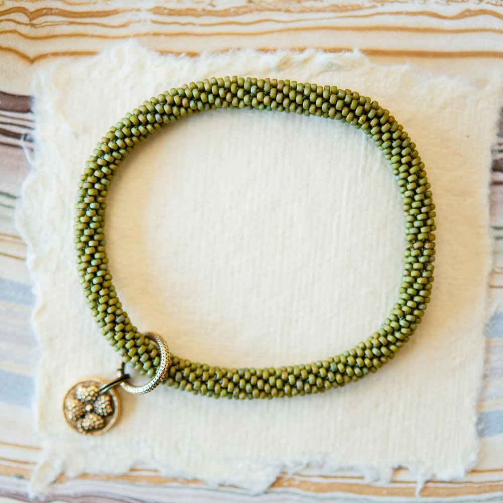 Beaded Bangle + Clover Charm Beaded Bangles Bella Vita Jewelry   