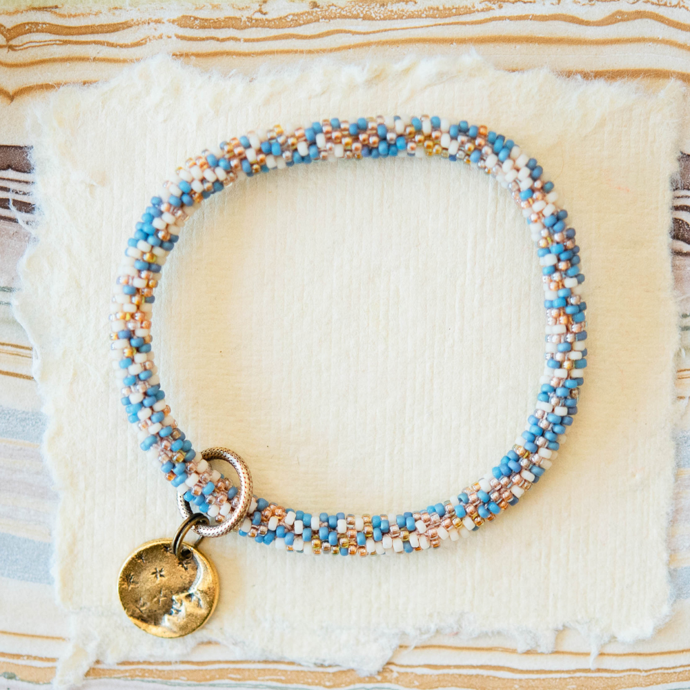 Beaded Bangle + Moon Charm Beaded Bangles Bella Vita Jewelry   