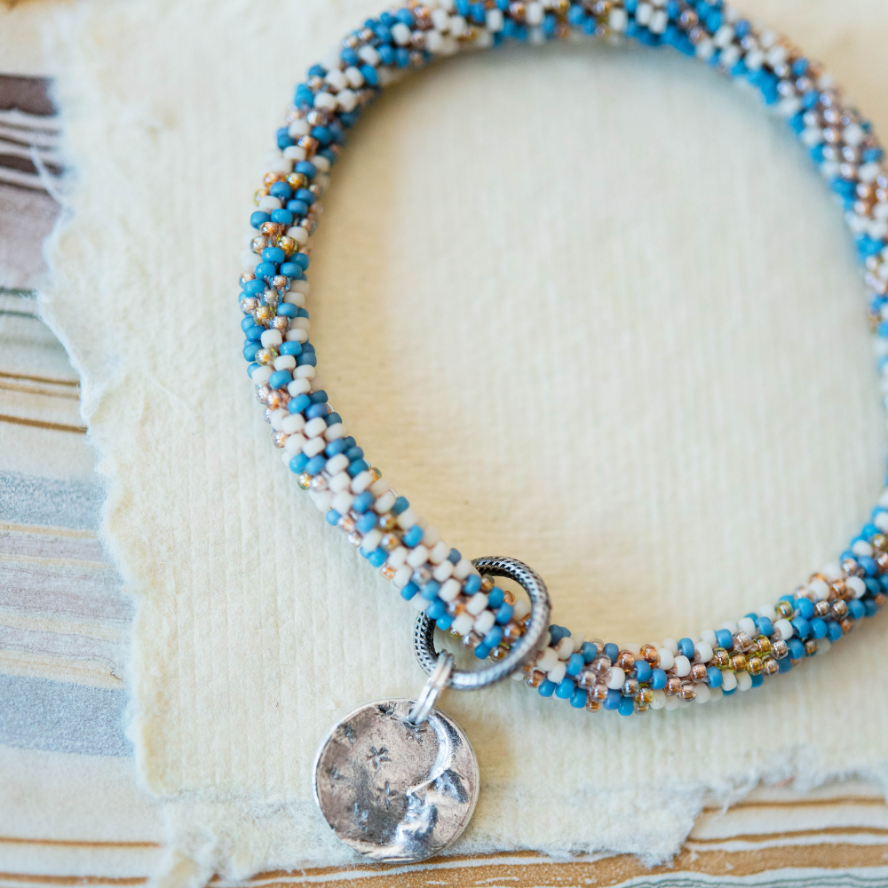 Beaded Bangle + Moon Charm Beaded Bangles Bella Vita Jewelry   