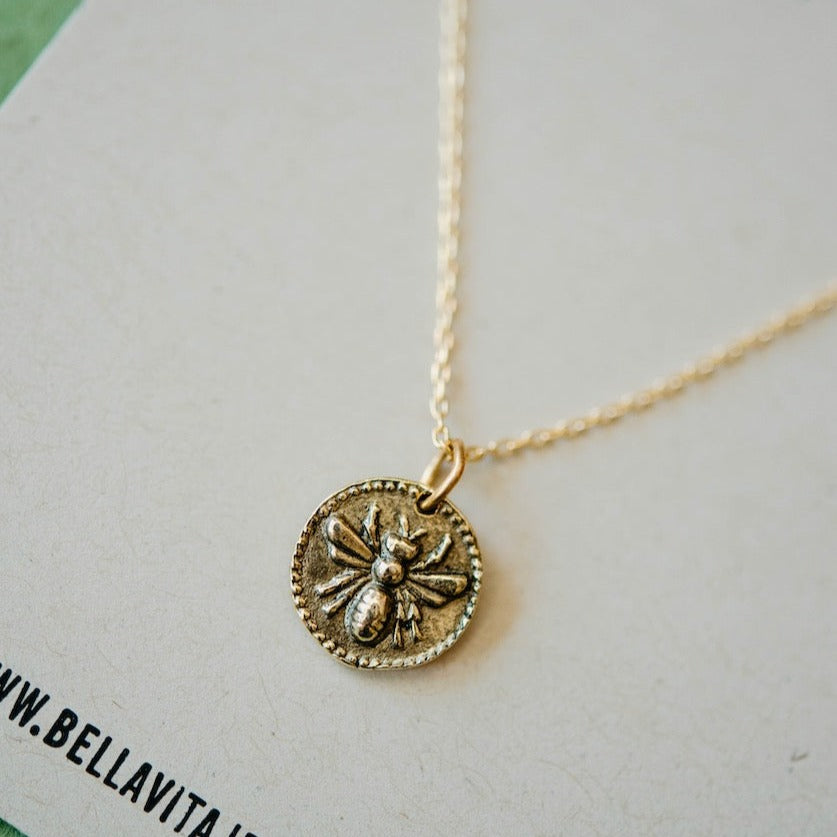 Bitty Buttons Bee Necklace Charm + Pendant Necklaces Bella Vita Jewelry   