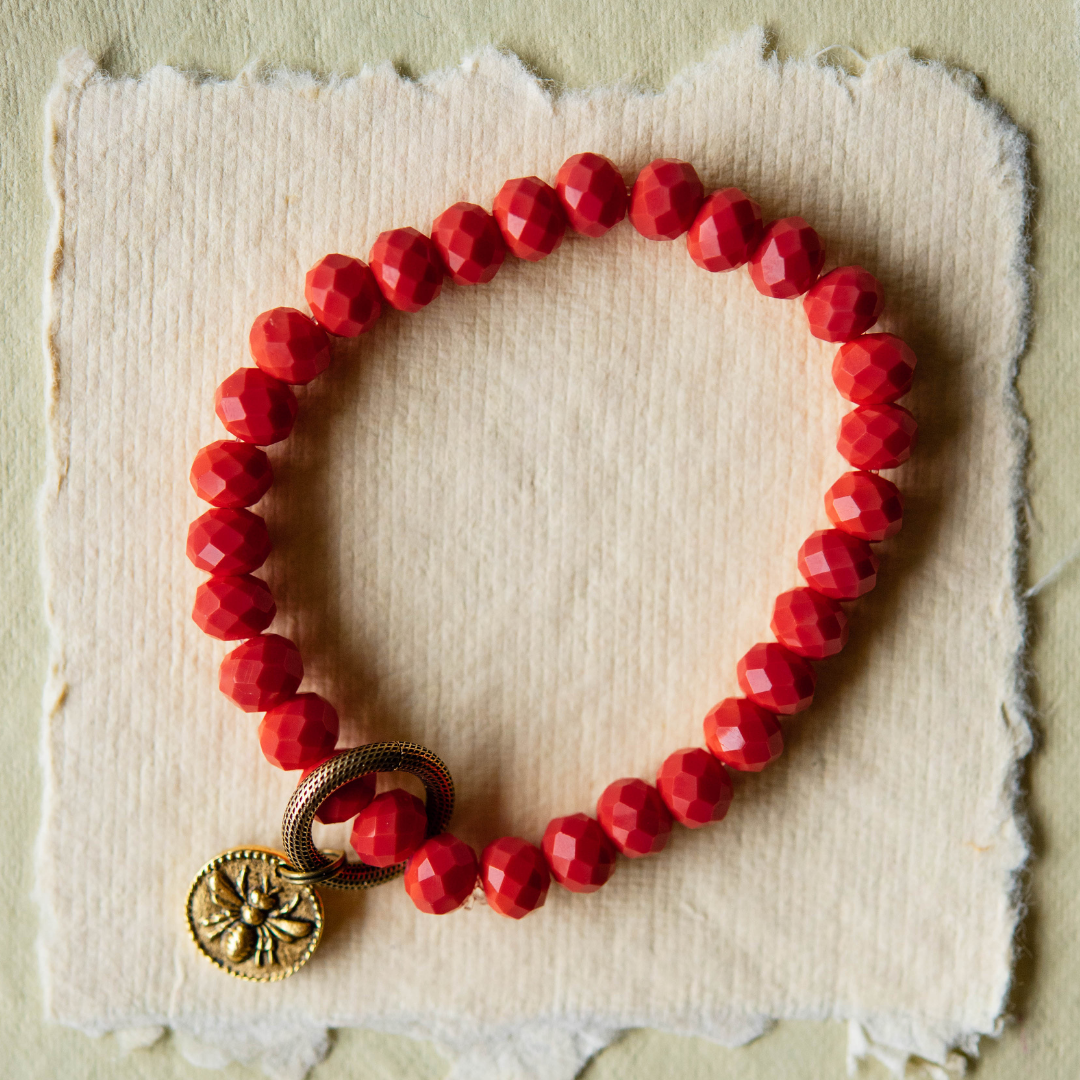 Crystal Bangle + Bee Charm Beaded Bangles Bella Vita Jewelry   